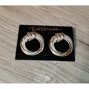 VINTAGE gold tone door knoker style earrings statement